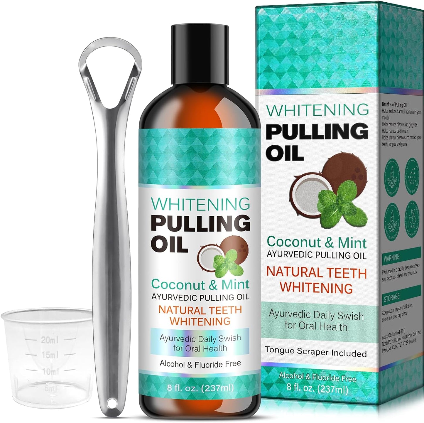 GuruNanda Coconut Oil Pulling with 7 Essential Oils and Vitamin D3, E, K2 (Mickey D), Helps with Fresh Breath, Teeth & Gum Health & More (8 fl oz)