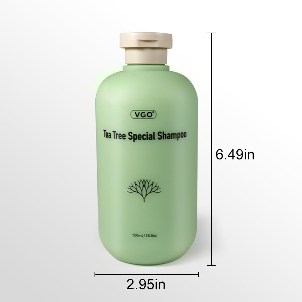 VGO Tea Tree Special Shampoo Strengthening Moisturizing Shampoo Repairing for Damaged Hair Deep Cleans & Refreshes Scalp All Hair Types, 500ml / 16.9oz