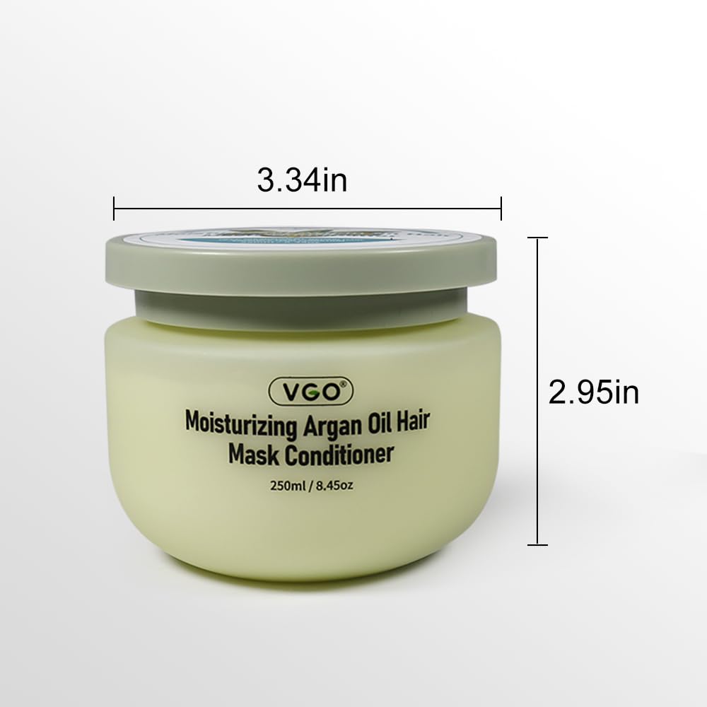 VGO Hydrating Argan Oil Hair Mask and Deep Conditioner Intensive Hydration Hair Masque Deep Repair Conditioning Moisturizing For Dry, Damaged All Hair Types 250ml / 8.45oz