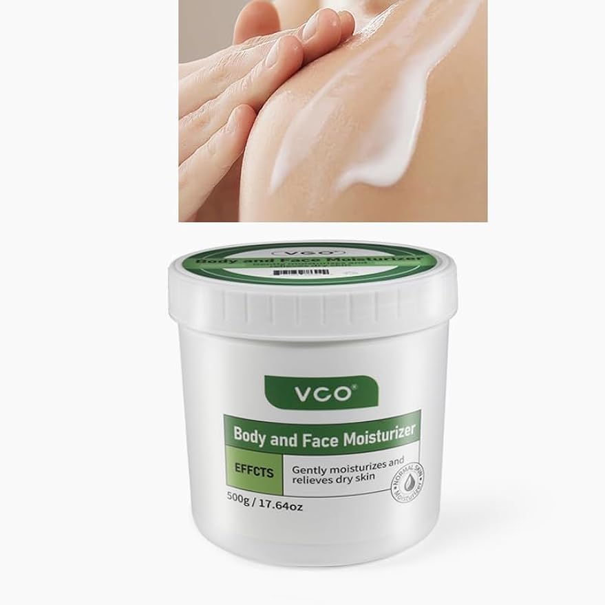 VGO Body Moisturizer Hydrating Moisturizing Cream Body and Face Moisturizer Body Cream for Dry & Sensitive Skin Fragrance Free Non-Greasy, 500g / 17.64oz