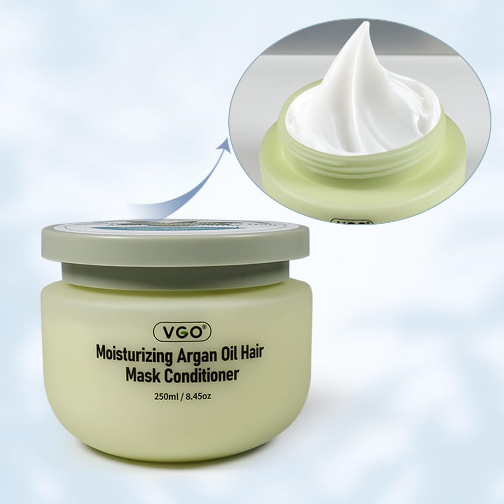 VGO Hydrating Argan Oil Hair Mask and Deep Conditioner Intensive Hydration Hair Masque Deep Repair Conditioning Moisturizing For Dry, Damaged All Hair Types 250ml / 8.45oz