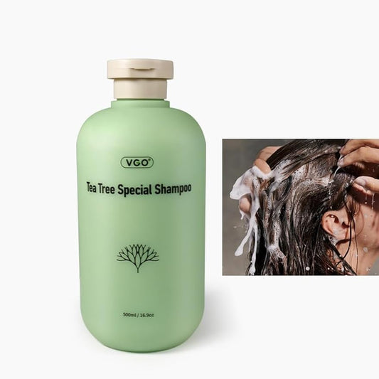 VGO Tea Tree Special Shampoo Strengthening Moisturizing Shampoo Repairing for Damaged Hair Deep Cleans & Refreshes Scalp All Hair Types, 500ml / 16.9oz