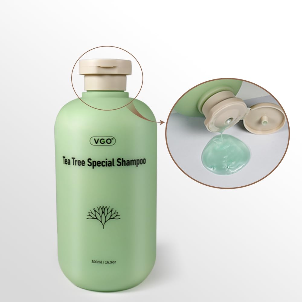 VGO Tea Tree Special Shampoo Strengthening Moisturizing Shampoo Repairing for Damaged Hair Deep Cleans & Refreshes Scalp All Hair Types, 500ml / 16.9oz