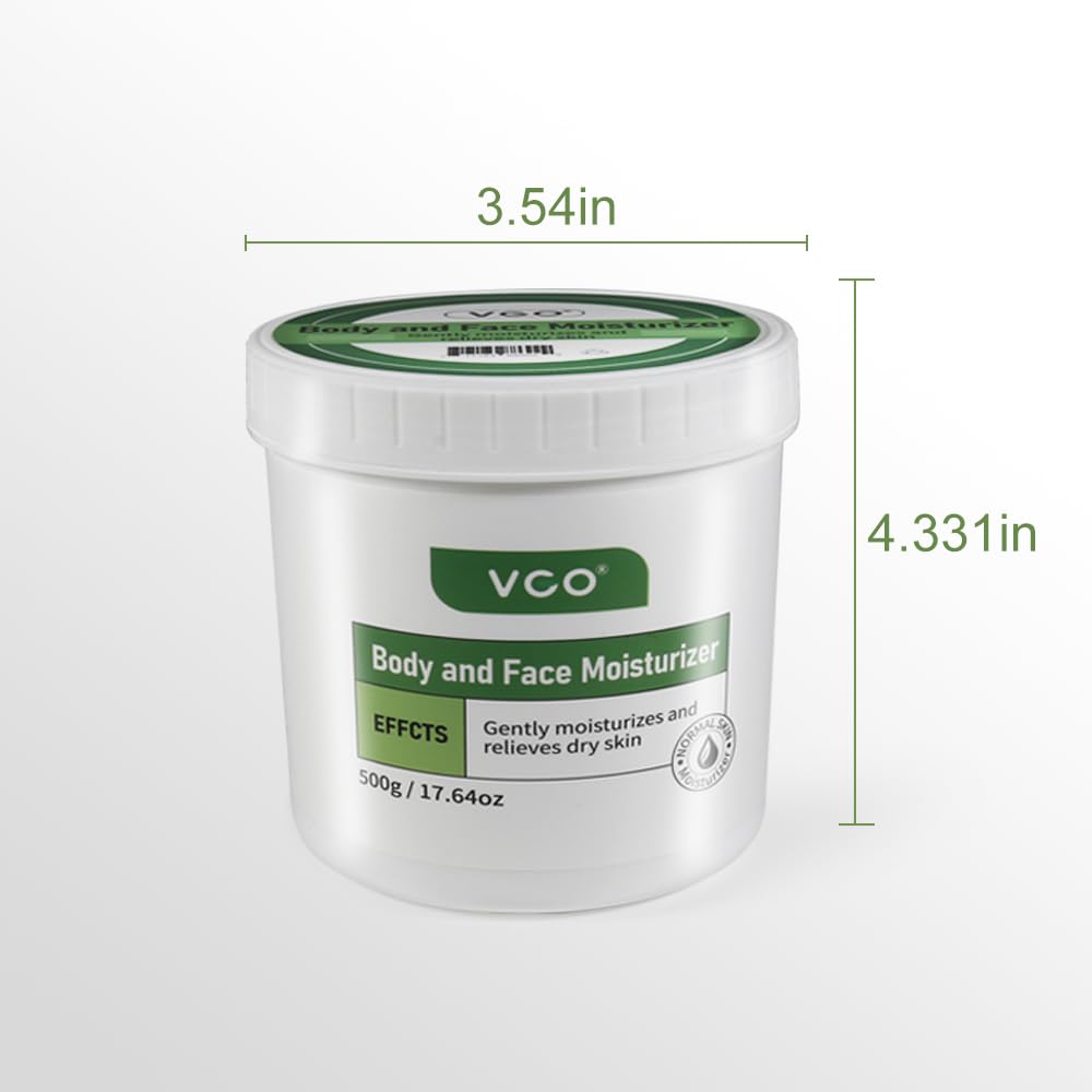 VGO Body Moisturizer Hydrating Moisturizing Cream Body and Face Moisturizer Body Cream for Dry & Sensitive Skin Fragrance Free Non-Greasy, 500g / 17.64oz