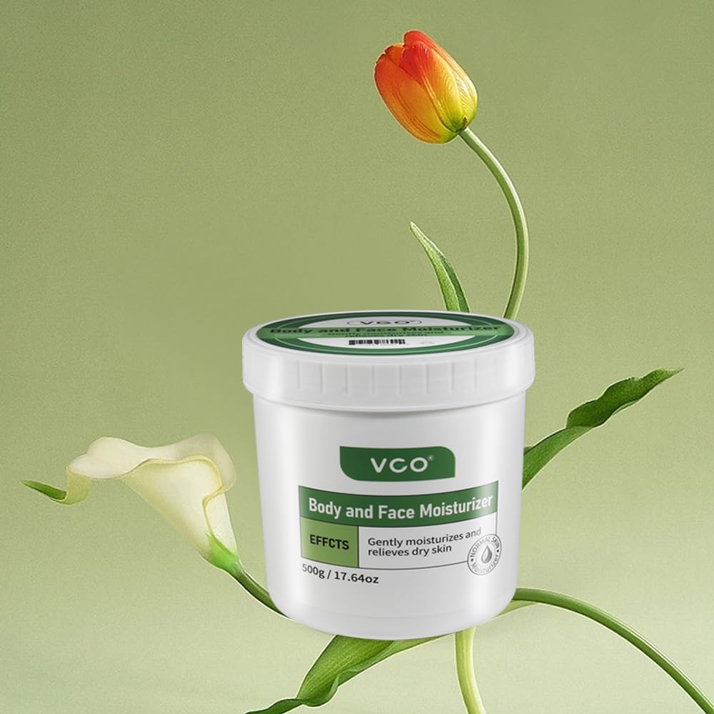 VGO Body Moisturizer Hydrating Moisturizing Cream Body and Face Moisturizer Body Cream for Dry & Sensitive Skin Fragrance Free Non-Greasy, 500g / 17.64oz