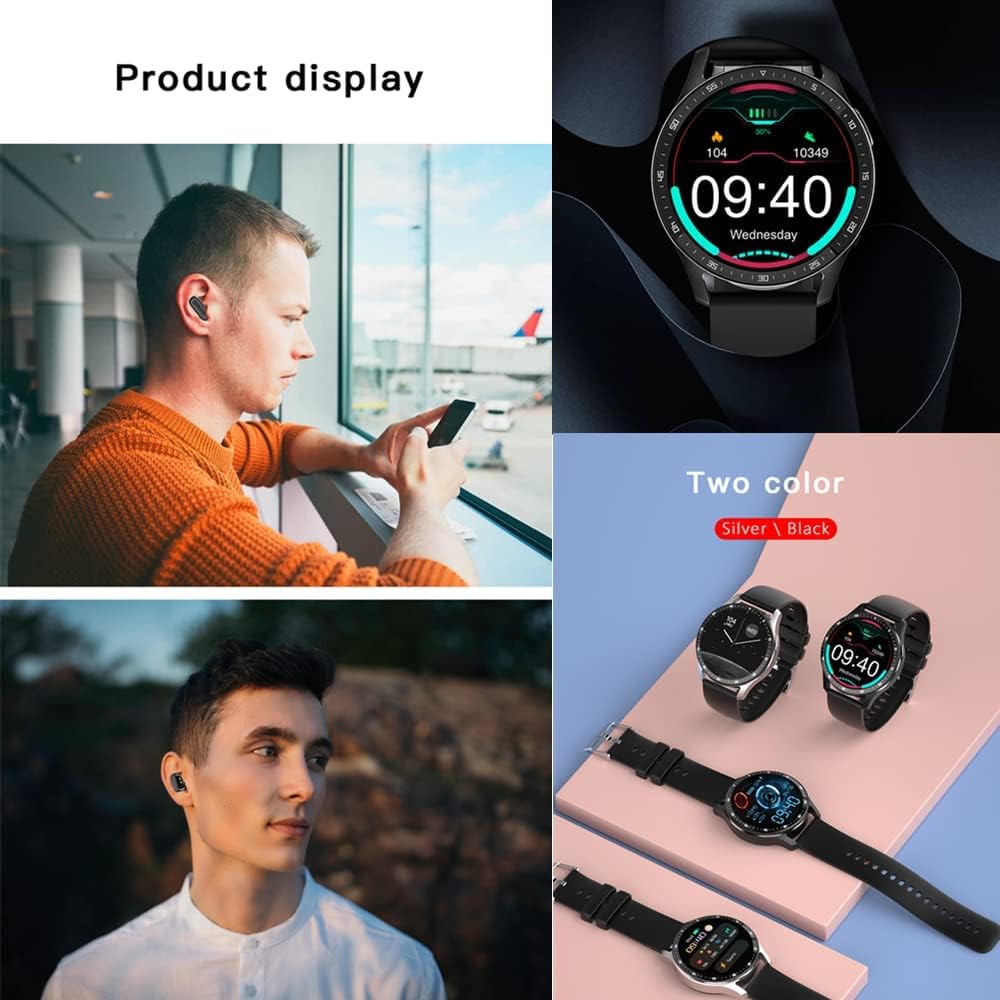 X7 2 in 1 Smart Watch with Earbuds Smartwatch TWS Bluetooth Earphone Health Monitor Sport Watch Fitness Tracker (X7-Black)