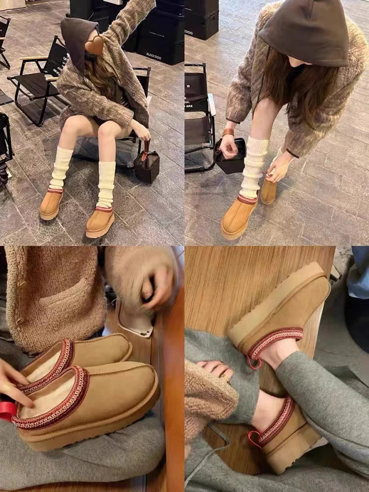 2024 Boston Boots Snow Boots Winter New Cashmere Warm Thick Soles Cotton Shoe for Women New Collection Women Boston Boots Shoes